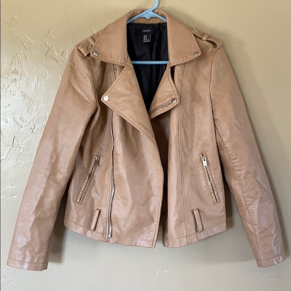 Faux tan leather jacket - Picture 1 of 6